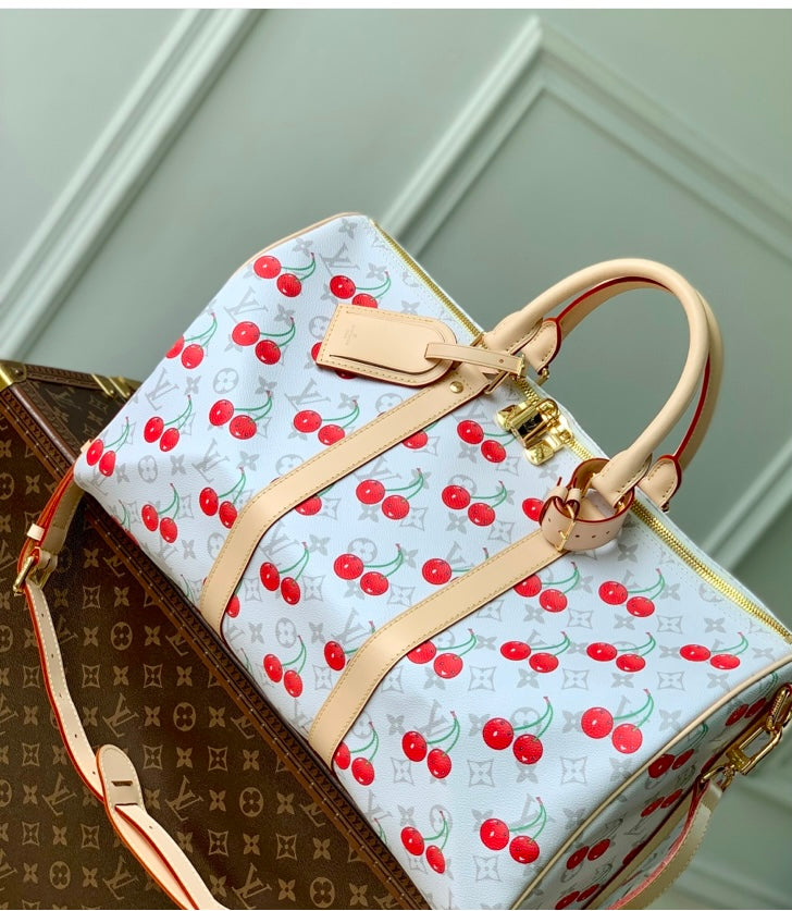 Louis Vuitton Cherry White Keepall Bag