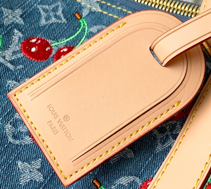 Louis Vuitton Cherry Denim Keepall Bag