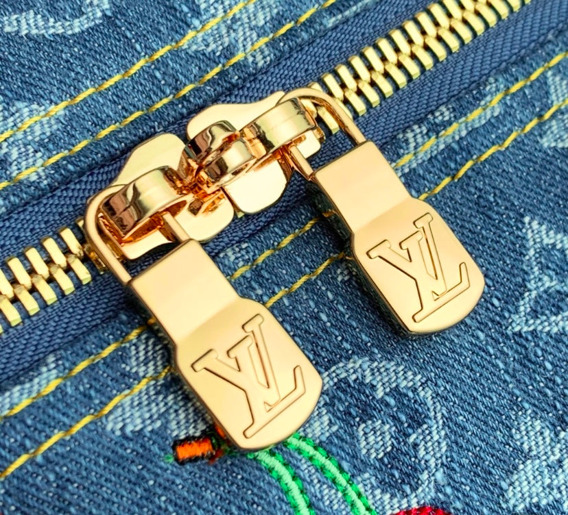 Louis Vuitton Cherry Denim Keepall Bag