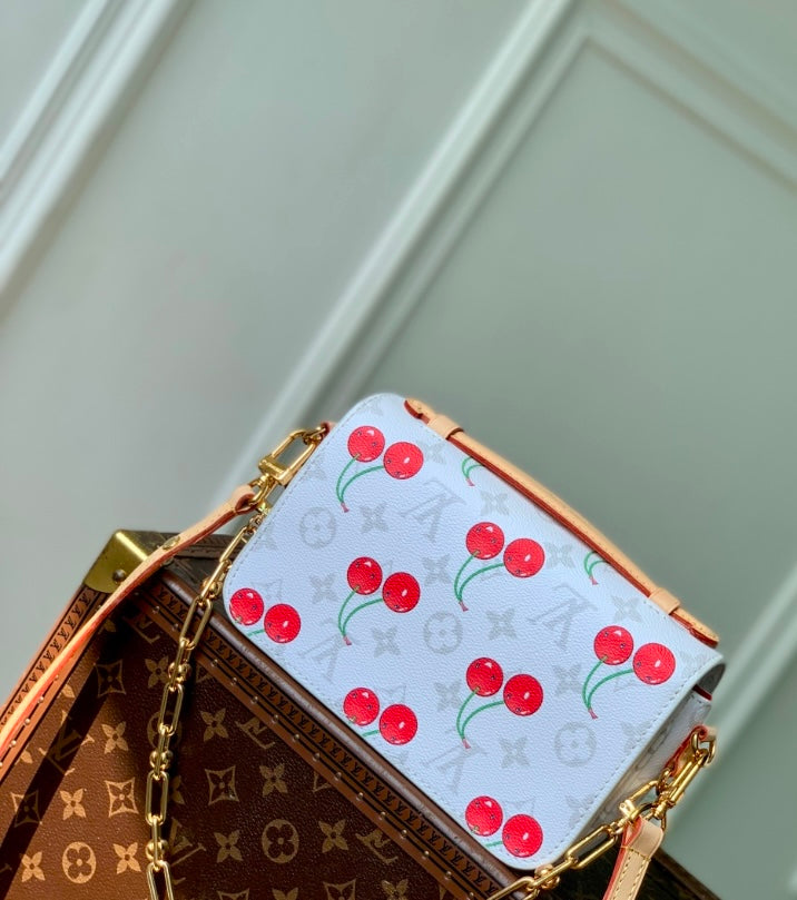 Louis Vuitton Cherry Monogram White Chain Bag