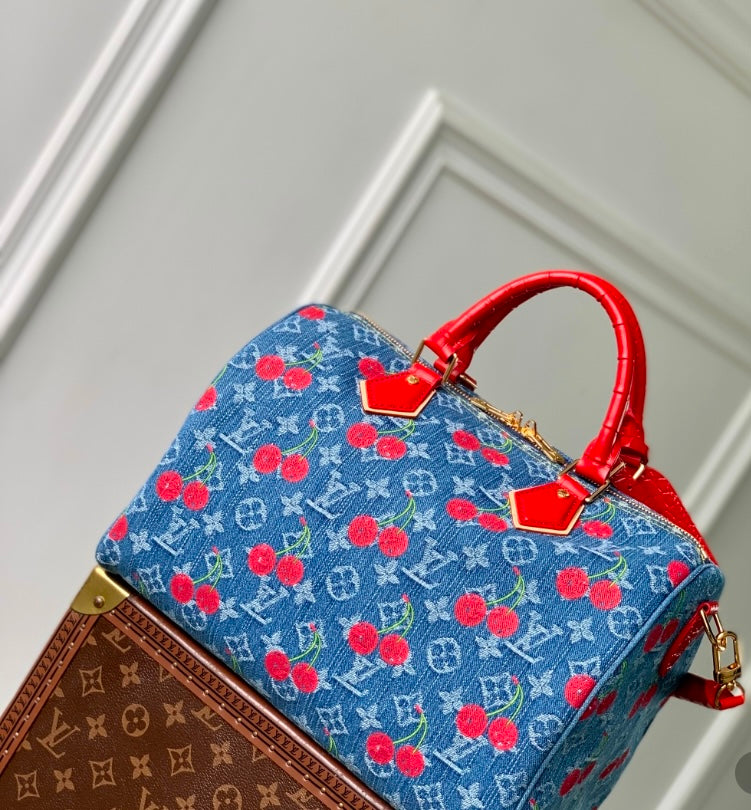 Louis Vuitton Cherry Monogram Denim Speedy Bag