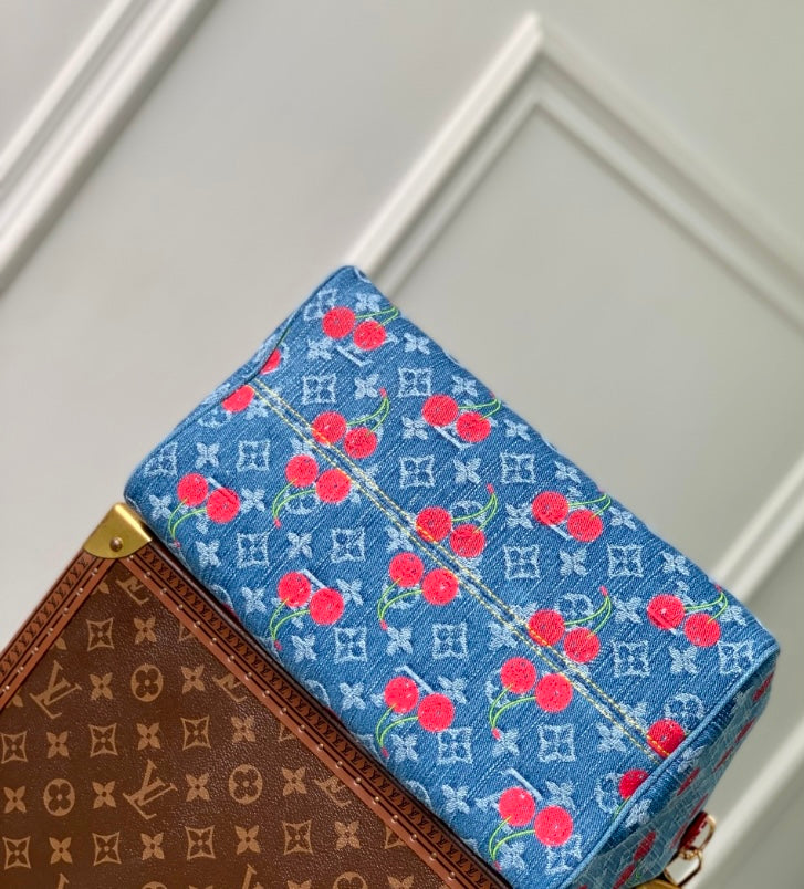 Louis Vuitton Cherry Monogram Denim Speedy Bag