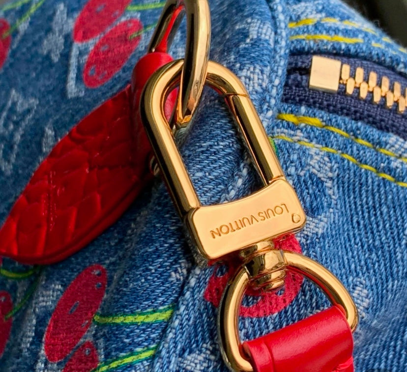 Louis Vuitton Cherry Monogram Denim Speedy Bag