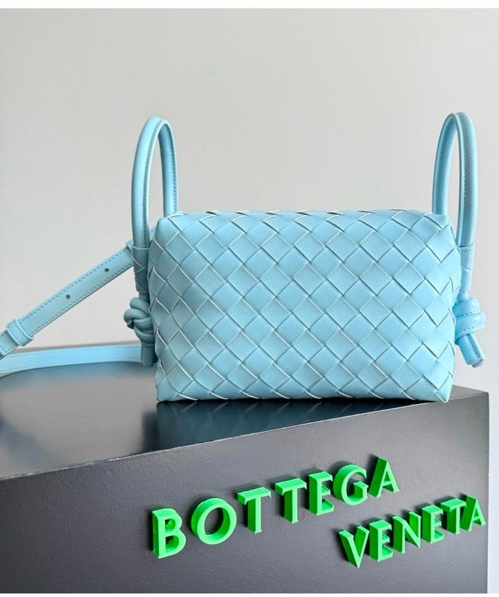 Bottega Veneta Mini Jodie Bag in Sky Blue Intrecciato Leather