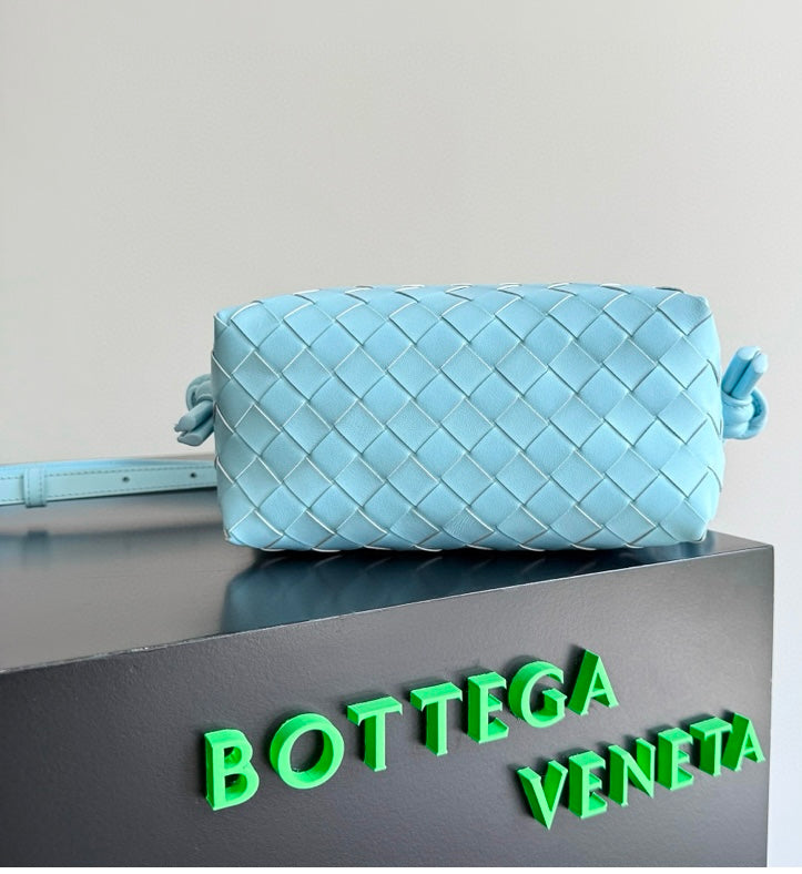 Bottega Veneta Mini Jodie Bag in Sky Blue Intrecciato Leather