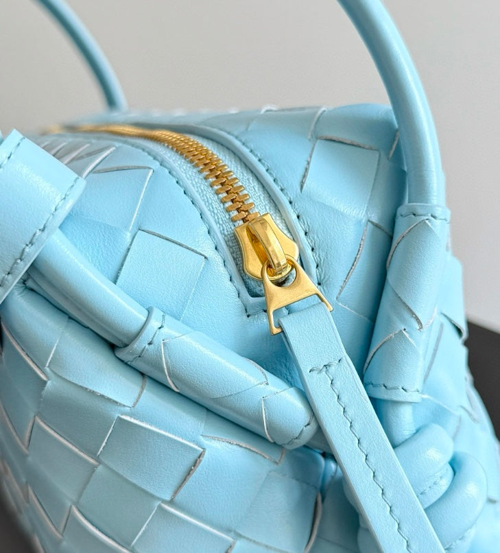 Bottega Veneta Mini Jodie Bag in Sky Blue Intrecciato Leather