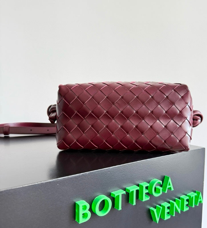 Bottega Veneta Mini Jodie Bag in Burgundy Intrecciato Leather