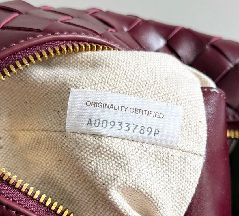 Bottega Veneta Mini Jodie Bag in Burgundy Intrecciato Leather