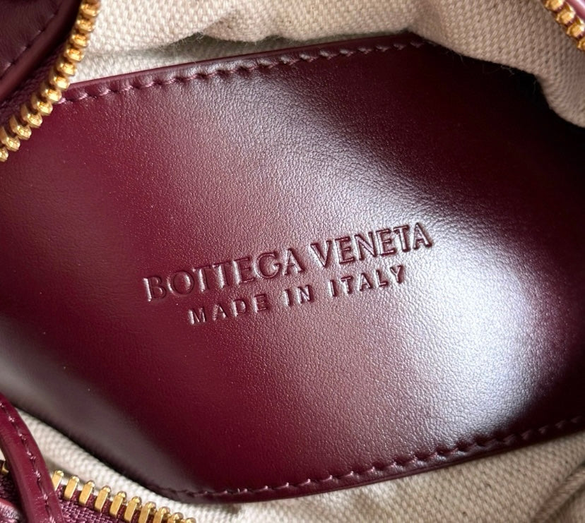 Bottega Veneta Mini Jodie Bag in Burgundy Intrecciato Leather