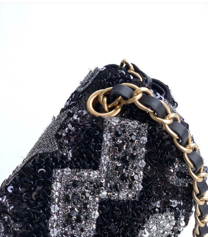 Chanel Abstract Pattern Sequin Flap Bag – Black & Silver