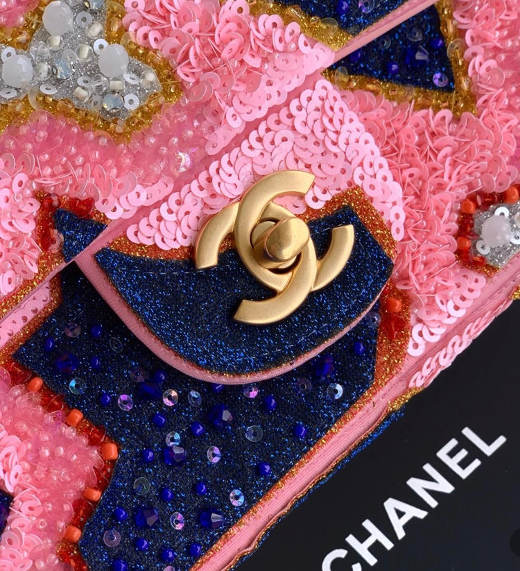 Chanel Abstract Pattern Sequin Flap Bag – Pink Multicolor