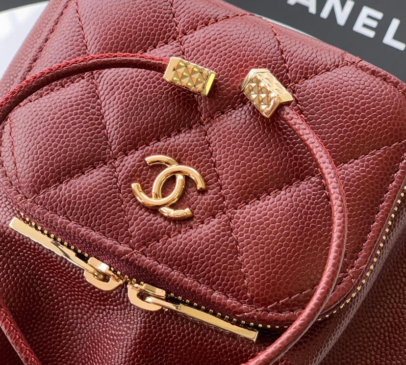 Chanel Small Drawstring Bucket Bag – Burgundy Caviar Leather
