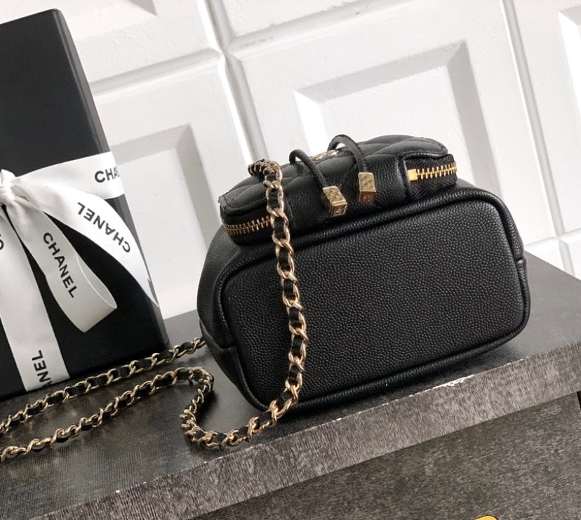 Chanel Small Drawstring Bucket Bag – Black Caviar Leather