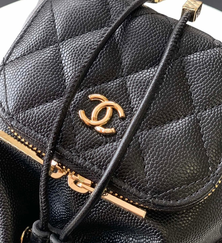Chanel Small Drawstring Bucket Bag – Black Caviar Leather