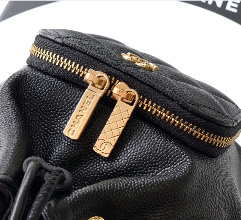 Chanel Small Drawstring Bucket Bag – Black Caviar Leather