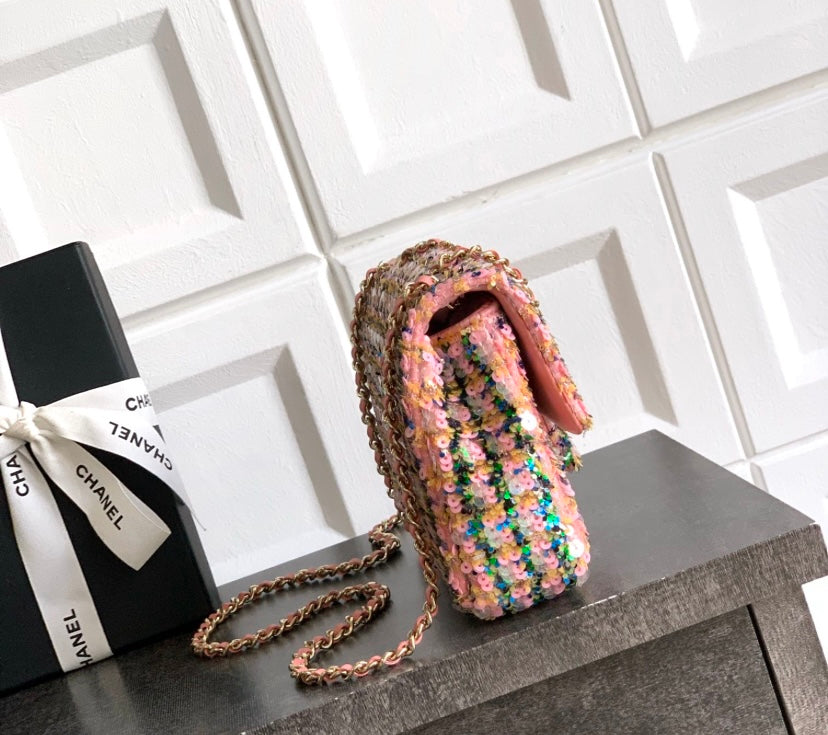 Chanel Classic Flap Bag – Pink Multicolor Sequins