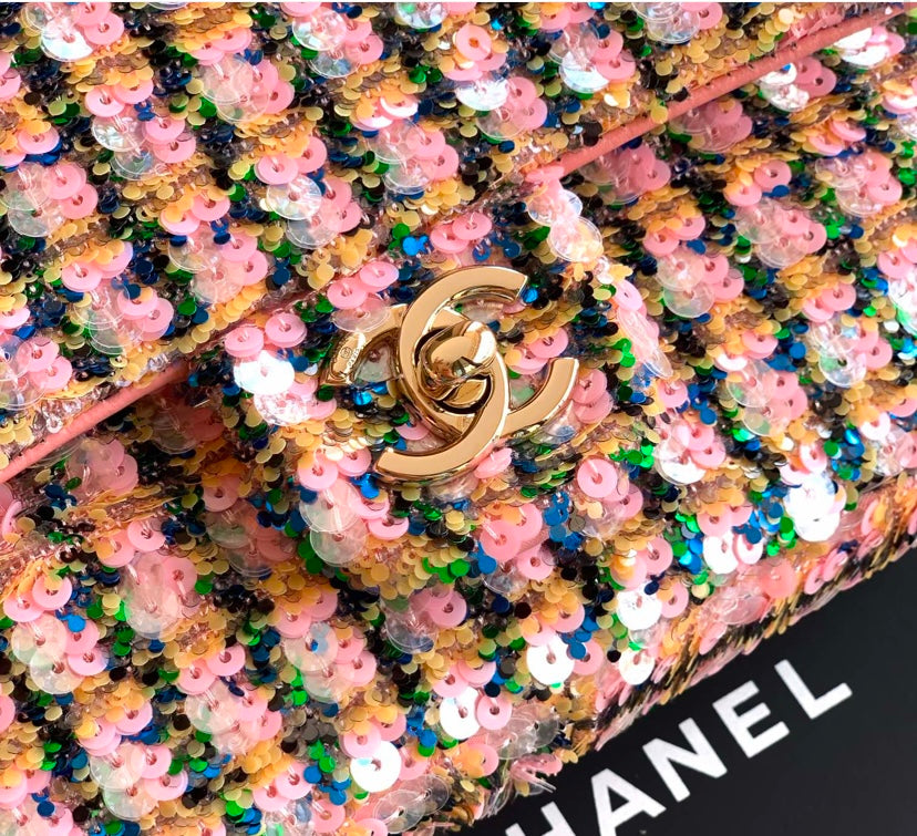 Chanel Classic Flap Bag – Pink Multicolor Sequins