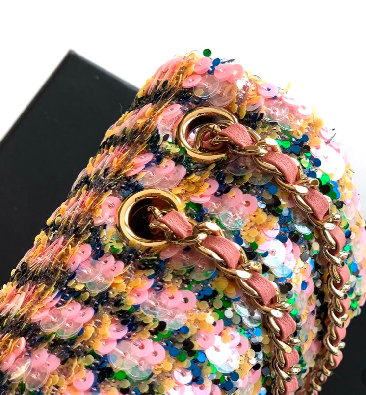 Chanel Classic Flap Bag – Pink Multicolor Sequins