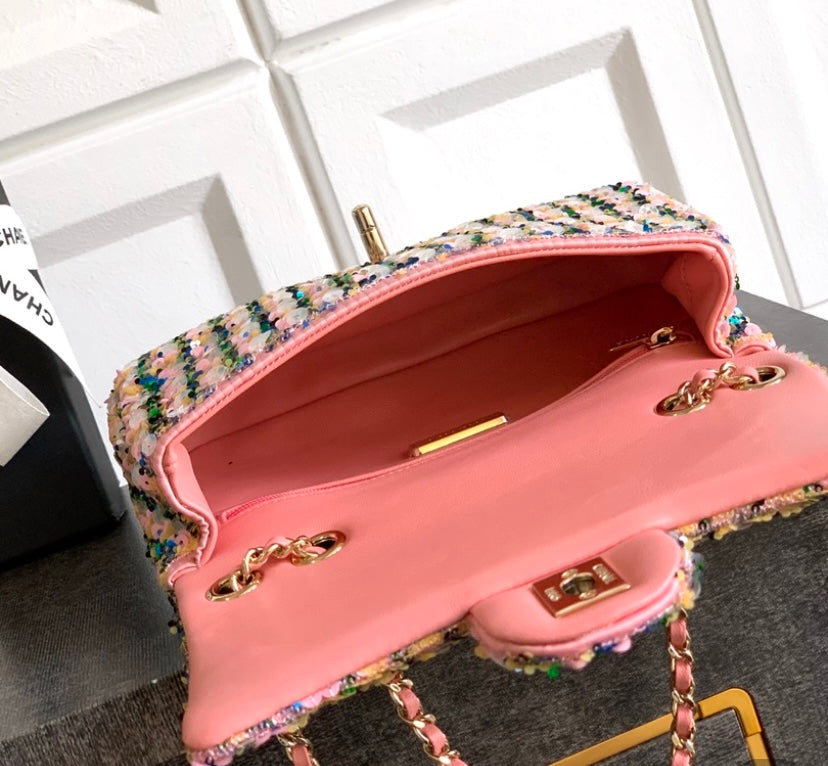 Chanel Classic Flap Bag – Pink Multicolor Sequins