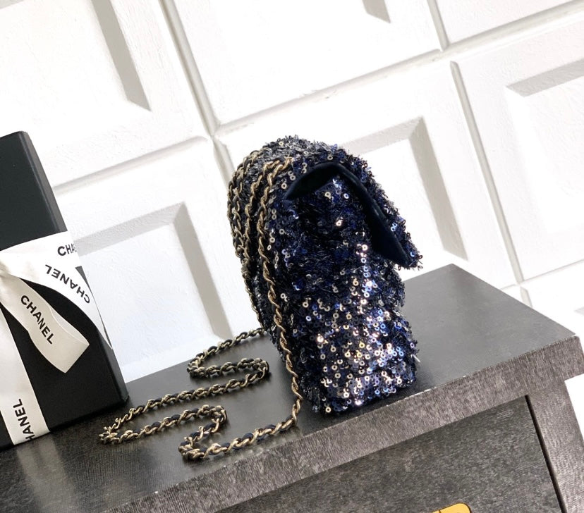 Chanel Classic Flap Bag – Navy Sequins & Lambskin
