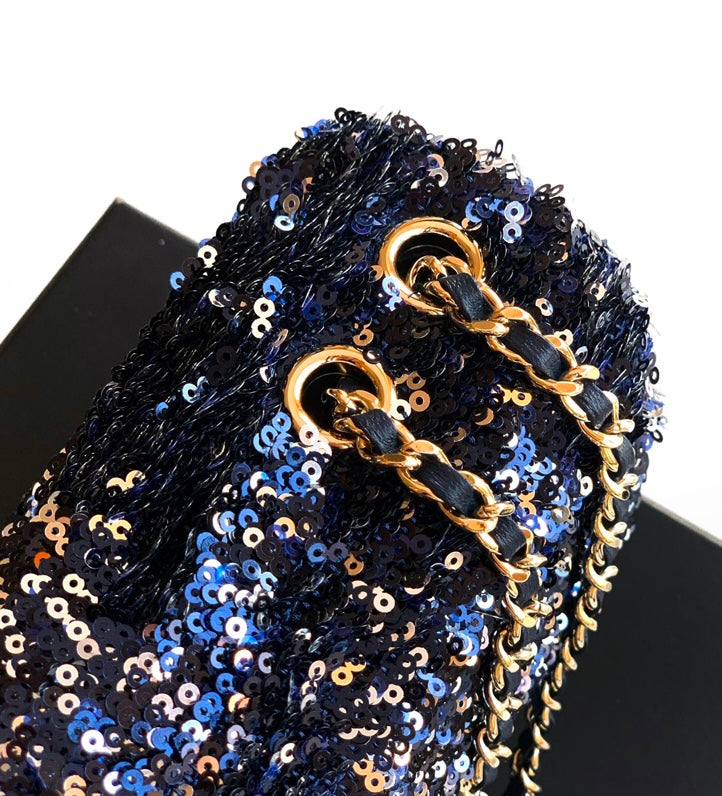 Chanel Classic Flap Bag – Navy Sequins & Lambskin