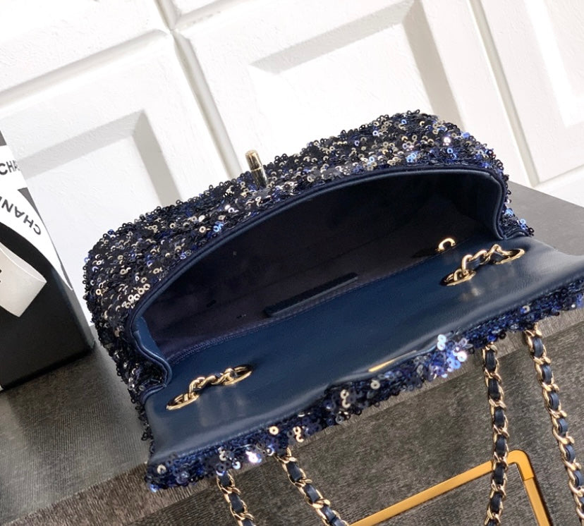 Chanel Classic Flap Bag – Navy Sequins & Lambskin