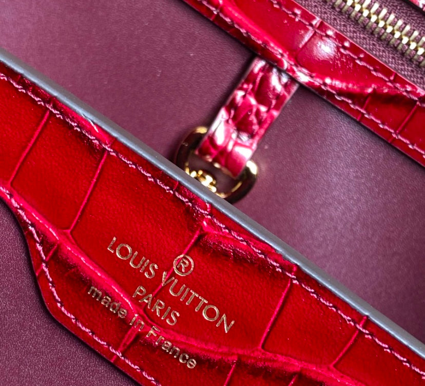 Louis Vuitton Capucines MM – Orange Taurillon Leather with Burgundy Crocodile Handle