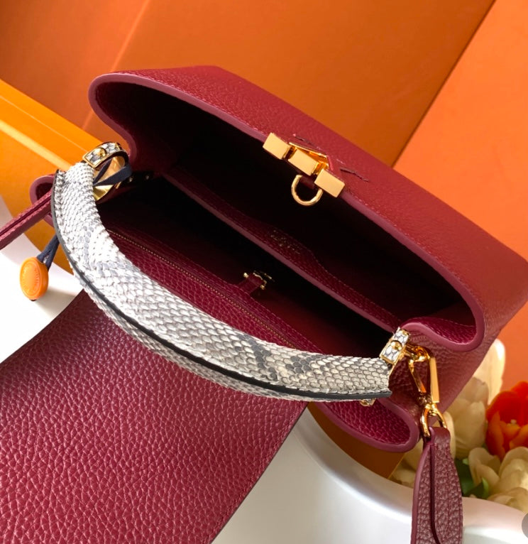 Louis Vuitton Capucines BB – Burgundy Taurillon Leather with Python Handle