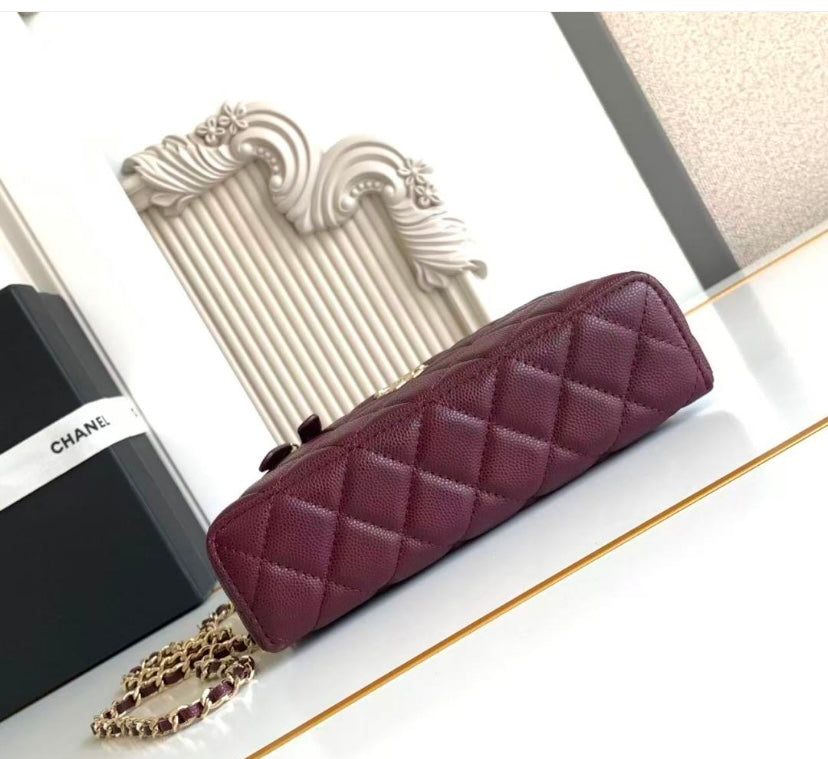 Chanel Vanity Case with Top Handle – Burgundy Quilted Caviar Leather