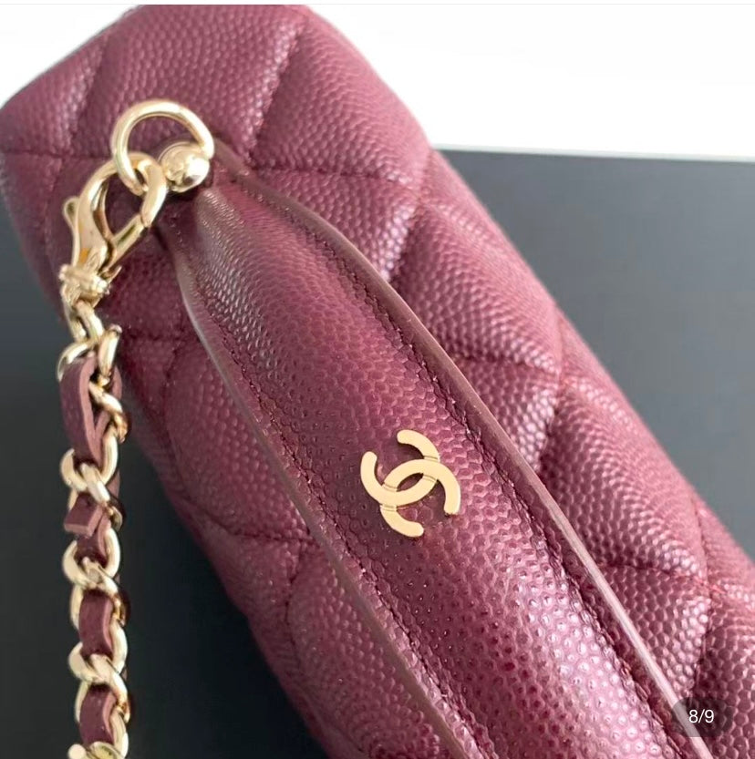 Chanel Vanity Case with Top Handle – Burgundy Quilted Caviar Leather