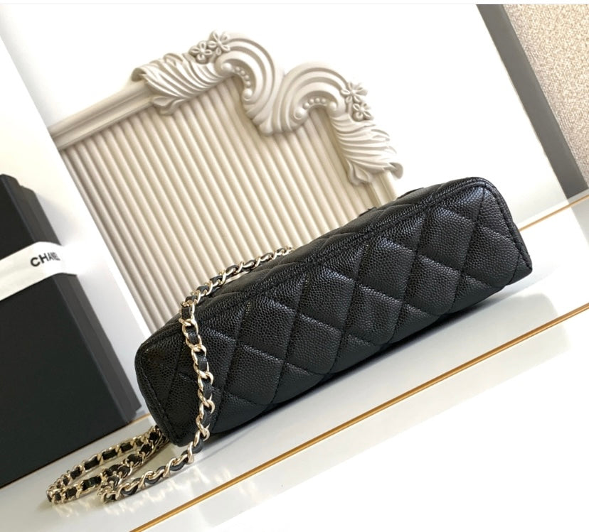 Chanel Vanity Case with Top Handle – Black Quilted Caviar Leather