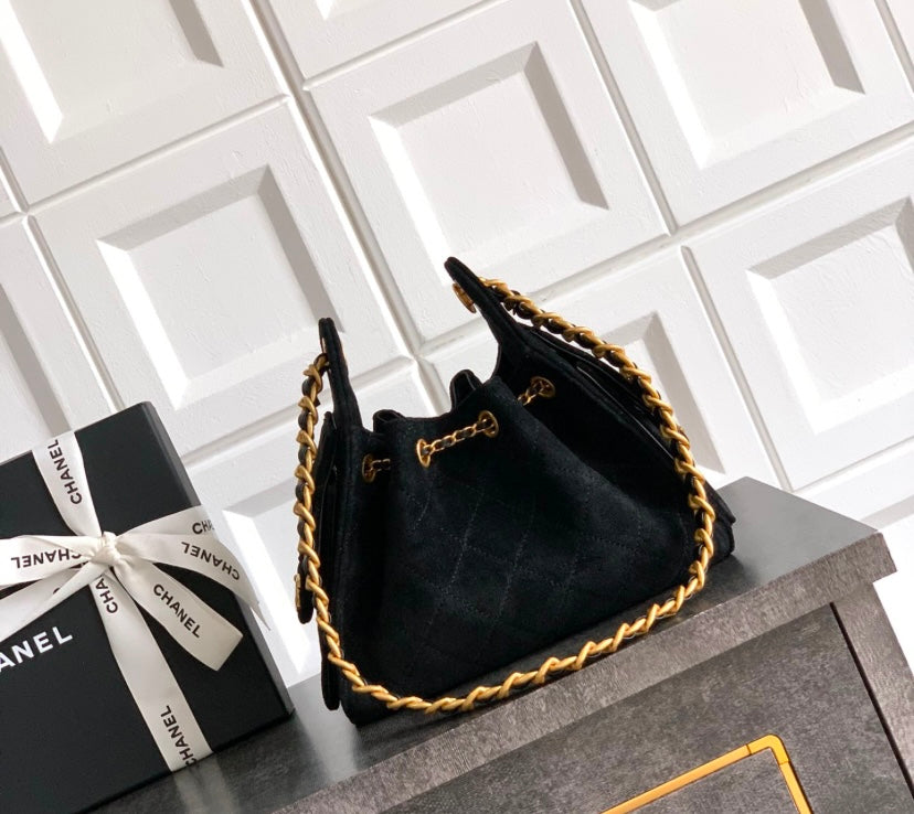 Chanel 19 Large Flap Bag – Black Velvet with Gold-Tone Hardware
