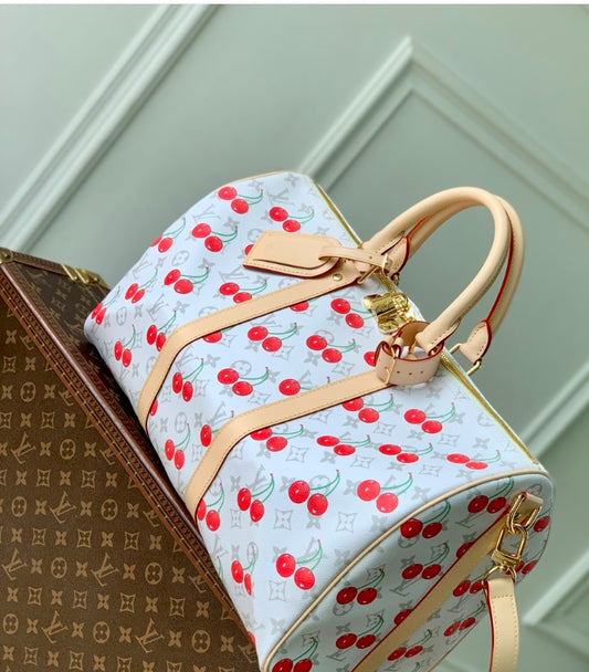 Louis Vuitton Cherry White Keepall Bag