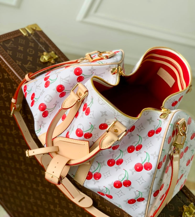 Louis Vuitton Cherry White Keepall Bag