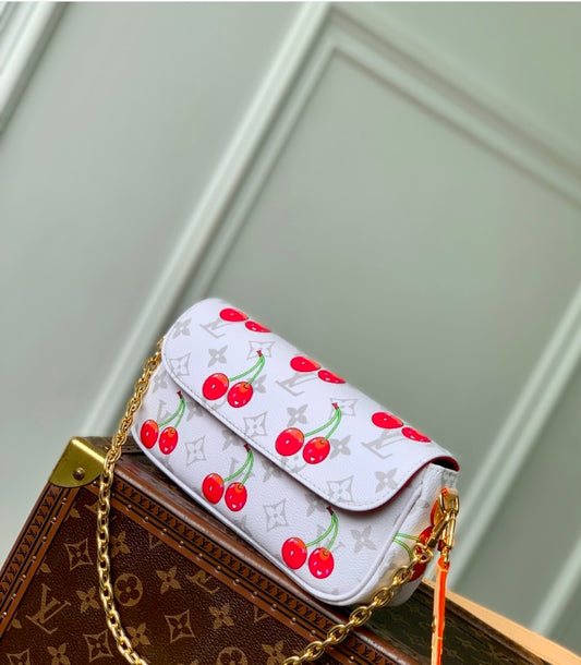 Louis Vuitton Cherry Monogram White Chain Bag