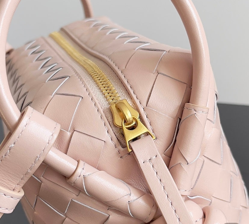 Bottega Veneta Mini Jodie Bag in Nude Pink Intrecciato Leather