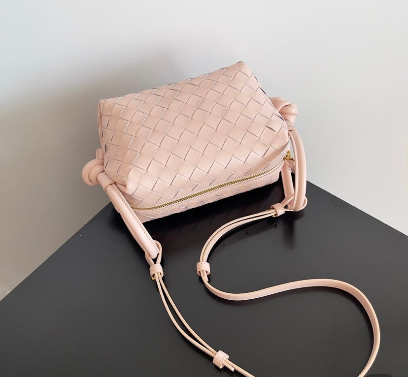 Bottega Veneta Mini Jodie Bag in Nude Pink Intrecciato Leather