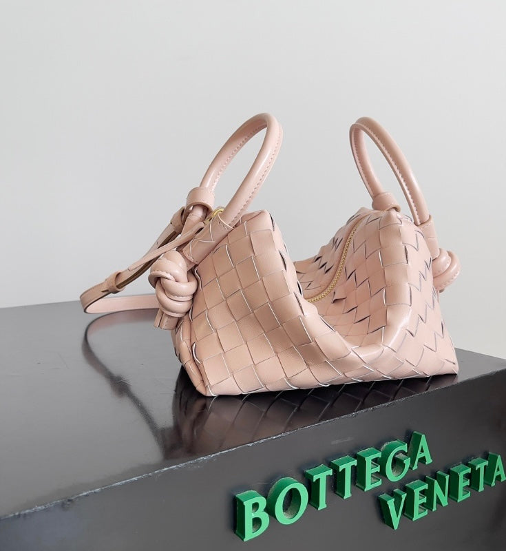 Bottega Veneta Mini Jodie Bag in Nude Pink Intrecciato Leather