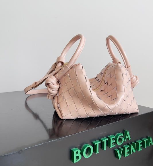 Bottega Veneta Mini Jodie Bag in Nude Pink Intrecciato Leather
