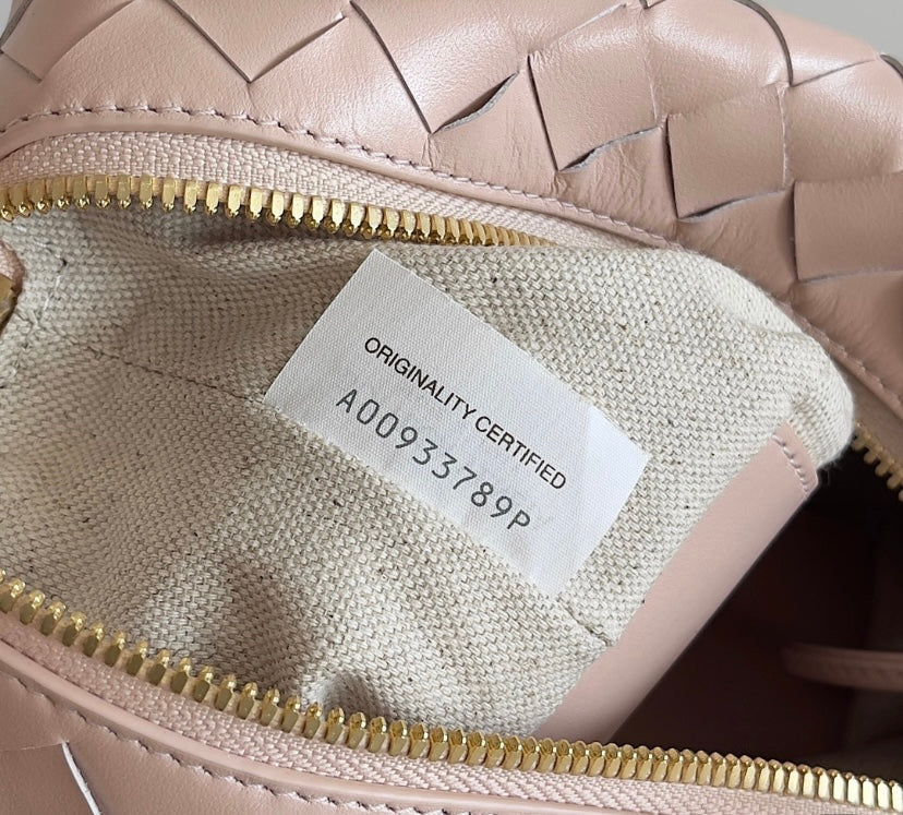 Bottega Veneta Mini Jodie Bag in Nude Pink Intrecciato Leather