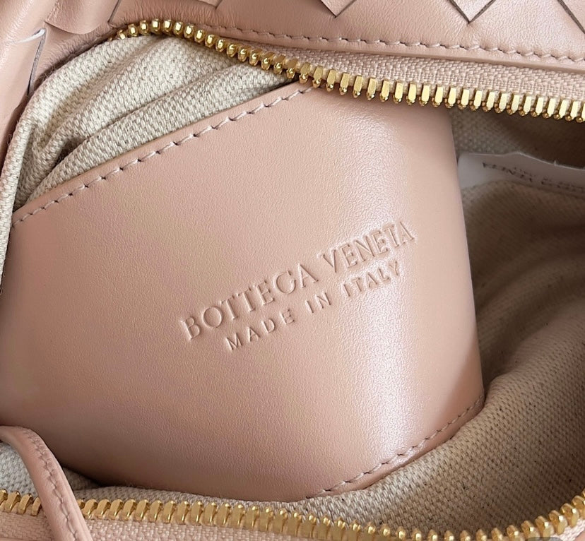 Bottega Veneta Mini Jodie Bag in Nude Pink Intrecciato Leather