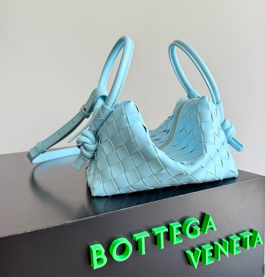 Bottega Veneta Mini Jodie Bag in Sky Blue Intrecciato Leather