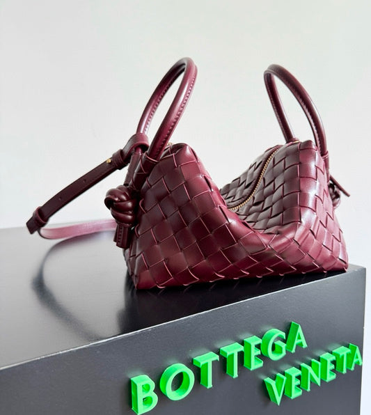 Bottega Veneta Mini Jodie Bag in Burgundy Intrecciato Leather