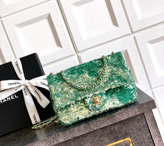 Chanel Classic Flap Bag – Green Ombre Sequins