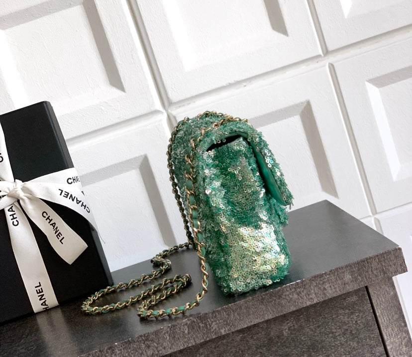 Chanel Classic Flap Bag – Green Ombre Sequins