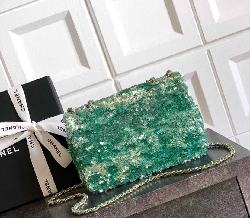 Chanel Classic Flap Bag – Green Ombre Sequins