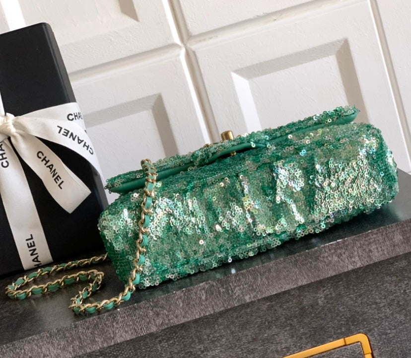 Chanel Classic Flap Bag – Green Ombre Sequins