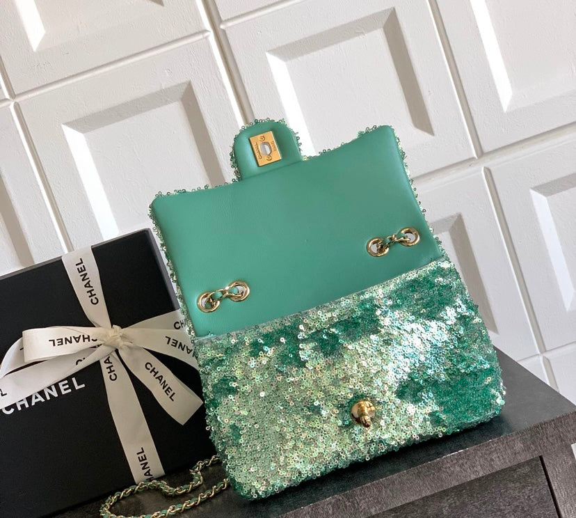 Chanel Classic Flap Bag – Green Ombre Sequins