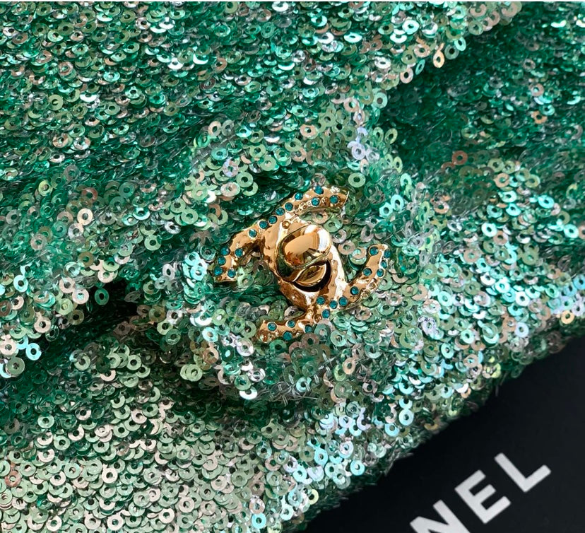 Chanel Classic Flap Bag – Green Ombre Sequins
