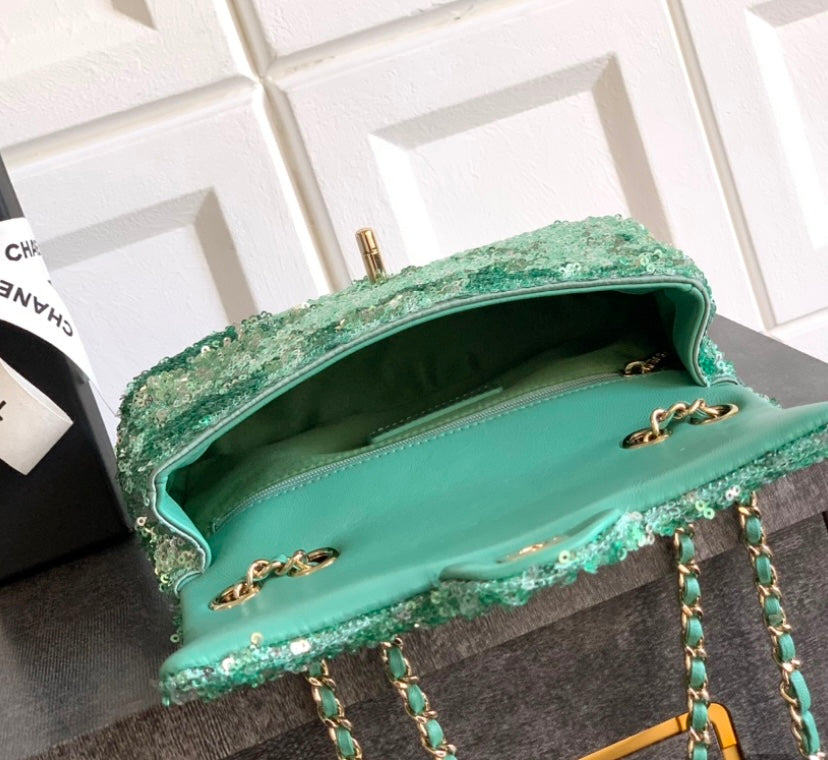 Chanel Classic Flap Bag – Green Ombre Sequins